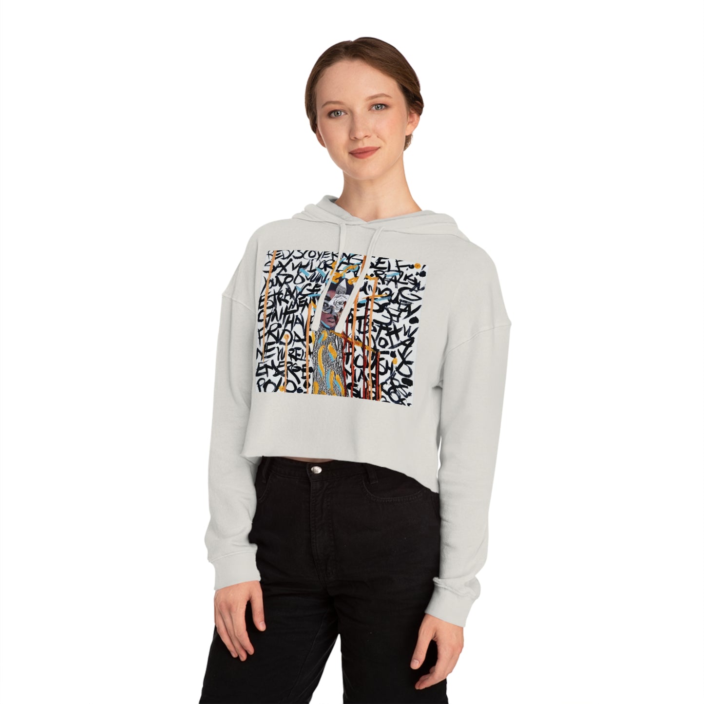 "Magritte by Courtney Minor" Cropped Hooded Sweatshirt